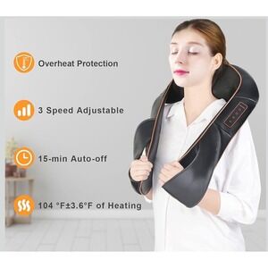 Triducna TR-168 Shiatsu Neck and Shoulder Massager with Heat 8 Nodes Black